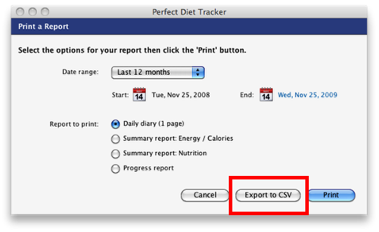 Export reports to a CSV file