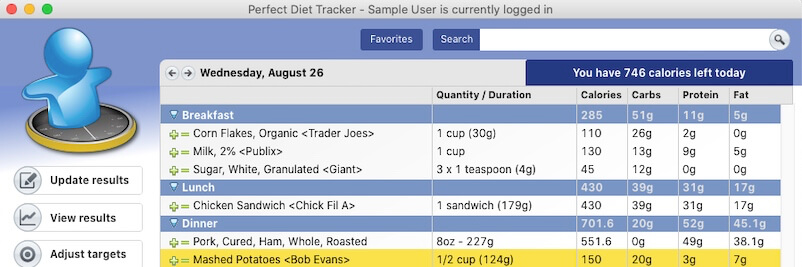 Diet software for Mac, Windows and Linux