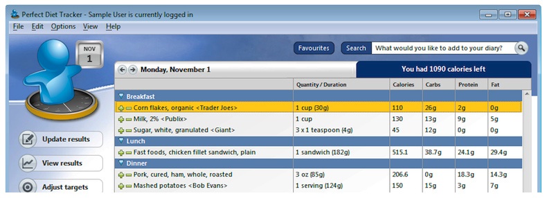 Diet software for Windows