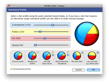Set your own custom nutritional profile, or use a preset option.