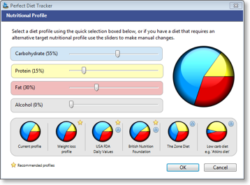 Set your own custom nutritional profile, or use a preset option